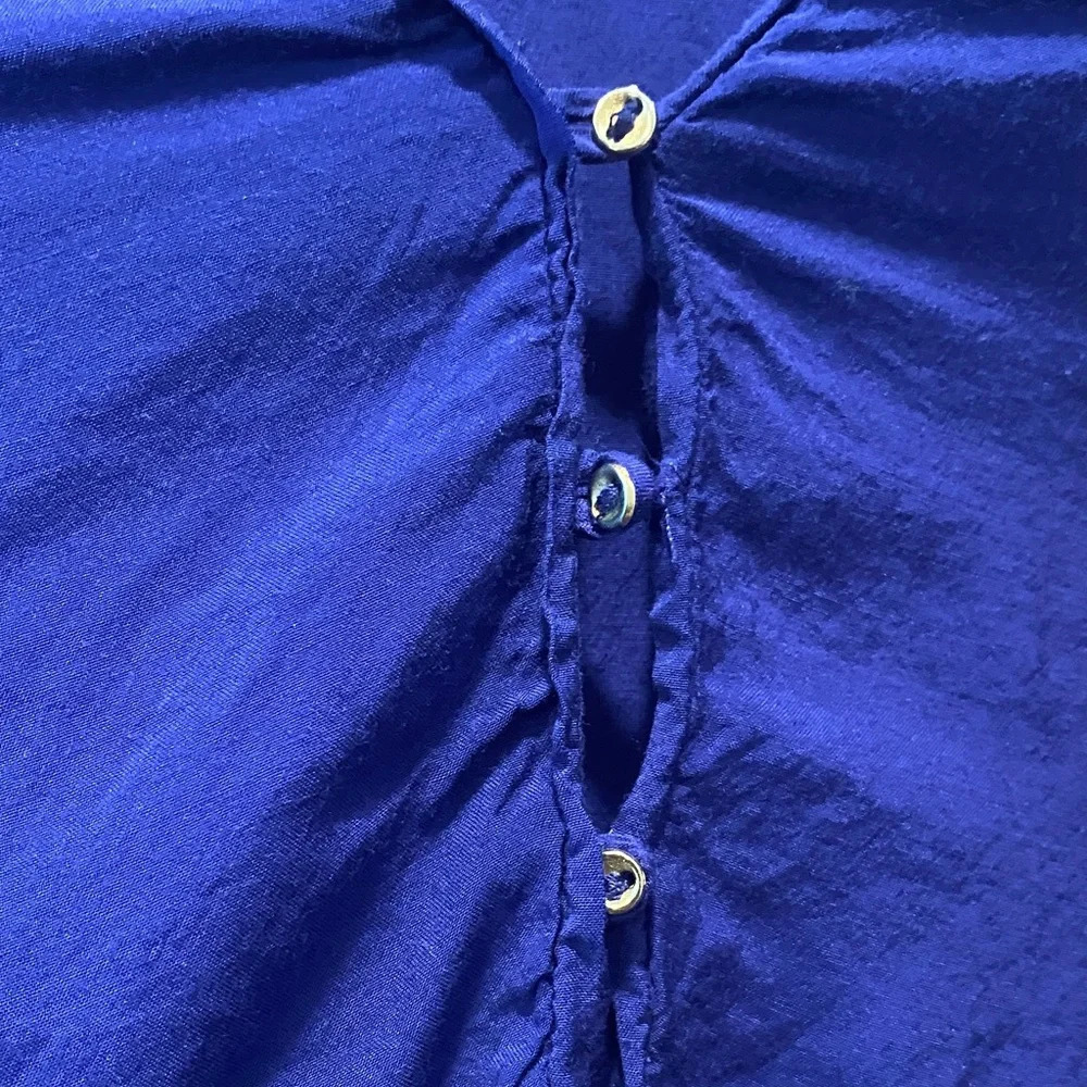 Zara Blue V Neck Blouse Long Sleeve Lightweight Work Office Top Size S - Picture 3 of 5